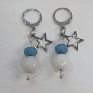 Celestial Gemstone Artisan Earrings -  Handmade Everyday Star Charms - F003
